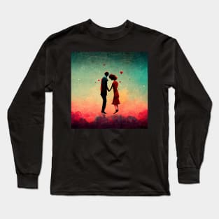 Head over heels in love - couple floating while holding hands. Long Sleeve T-Shirt